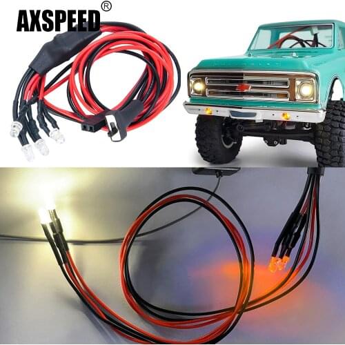 AXSPEED Front Headlight Bumper LED Light Lamp Set Axial SCX24 AXI00001 1/24 RC Crawler Car Truck Model Upgrade Part Accessories