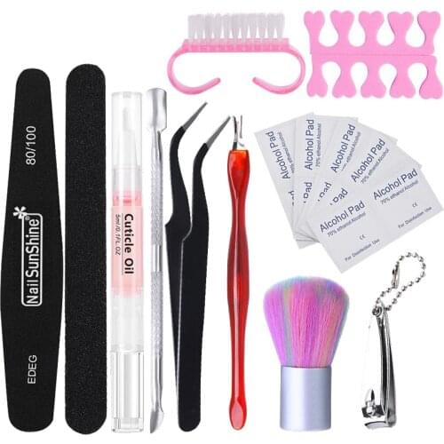 Gel Polish Remover Pad Nail Nutrition Oil Pen Cuticle Sccisor Set Dead Skin Pusher Nail File Tweezer Kits Manicuring Care Tools
