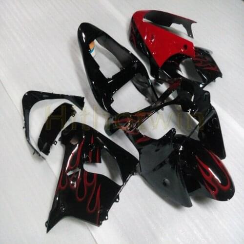 Custom motorcycle cowl for ZX-9R 2002 2003 ZX9R 02-03+ Free bolts+red flames ABS motor Fairings