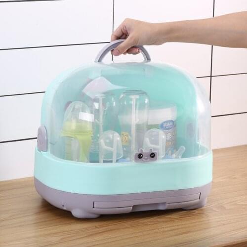 Portable Baby Bottle Rack Storage Box Organizer Dust Proof Drying Shelf Box Baby Milk Feeding Bottle Dryer Box Baby Accessory