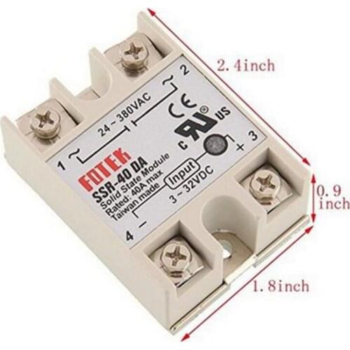 50pcs/Lot SSR-40 DA Solid State Relay New DC to AC Solid State Relay Module for Arduino Temperature Controller 24V-380V 40A 250V