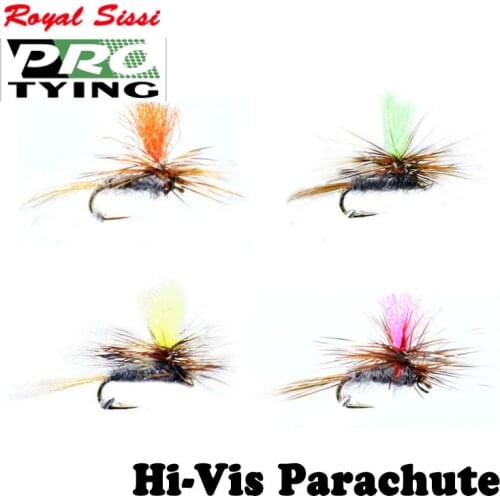 Royal Sissi 4 optional colors 6pcs/box 18# mini High vision parachute flies small dry flies surface feeders fly fishing lure fly