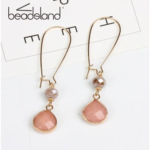 Beadsland Natural Stone Crystal Glass Drop Earrings Fashion Elegent Design Women Girl Gift 38707