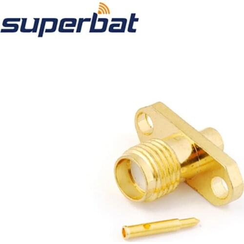 Superbat RP-SMA Solder Jack(male pin) Flange with 2 Hole Connector for Semi-rigid Cable 086",RG405
