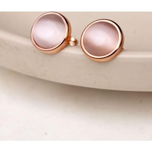 Vintage Opal Cat Eyes Earring Fashion Fine Woman Jewelry Titanium Steel & Rose Gold Color Valentine Gift Free Shipping Not Fade