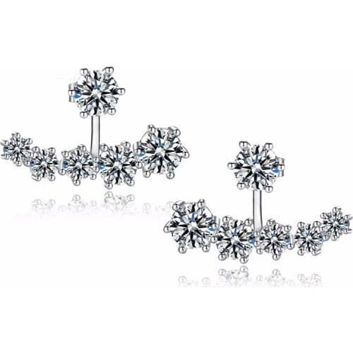 High Quality 925 Sterling Silver Beautiful Flowers Shape Design Bright Cubic Zirconia Crystal Jewelry For Women Ladies