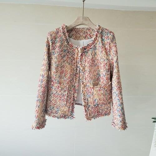 High Quality 2021 Autumn Winter Korean Super Beautiful Tweed Jacket Coat Ladies Single-breasted Tassel Slim Short Coat