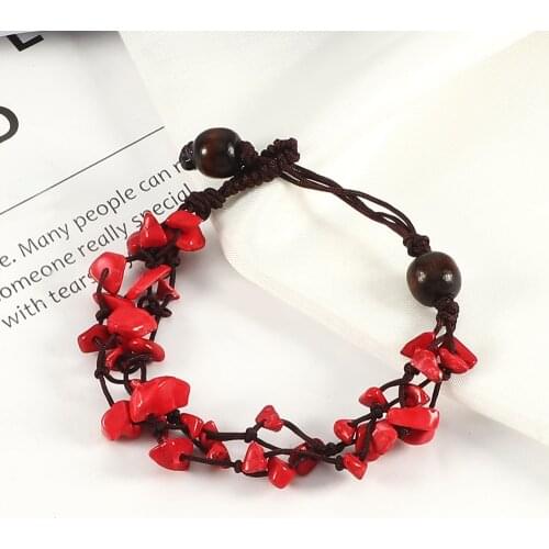 10 Colors Natural Gem Stone Irregular Gravel Quartz Beads Bracelet Rope DIY Women Anklets Bracelets Bohemian Girl Jewelry Gifts