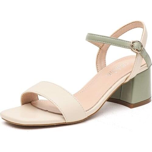 Square Heel Sandals Womens Shoes 2019 Summer New Fashion Wild Heel High Heel Sandals