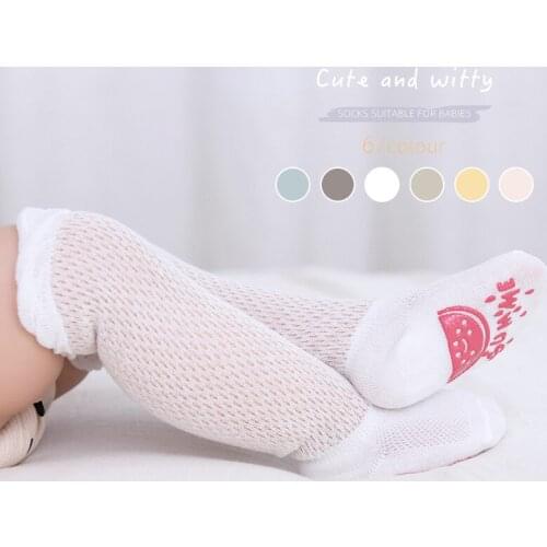 0-3T Newborn Kid Baby boys Girls Knee High Socks Summer Mesh Thin Stretch Cotton Socks Cute Sweet Non-slip Stockings