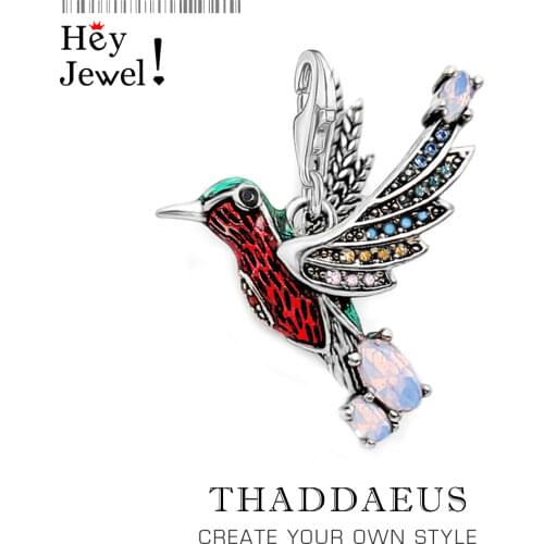 Charm Hummingbird 2021 Summer Elaborately Lucky 925 Sterling Silver Playful Pendant Women Gift Fit Bracelet Necklace Collares