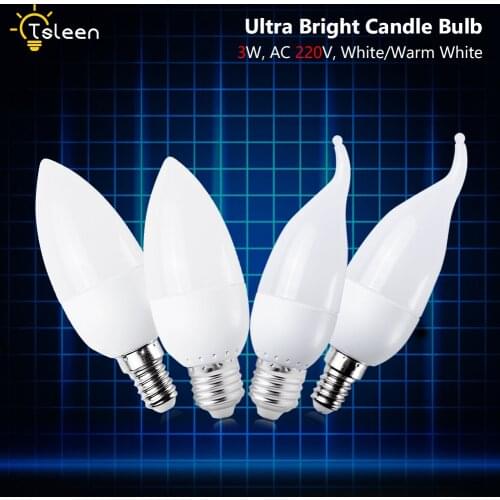 10pcs E14 E27 Home Deco 3W Base Candle White Chandelier Lamp Warm Candle Bulb Light LED Bulb SMD for Energy Saving Lamp Lights