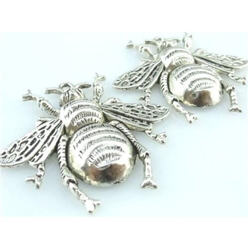 2pcs Antique Silver Vintage Honey Bee Charms Pendant For Jewelry Making Bracelet 13964