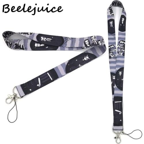 24pcs Addams famlily Neck Strap Lanyard keychain Mobile Phone Strap ID Badge Holder Rope Key Chain Keyrings cosplay Accessories