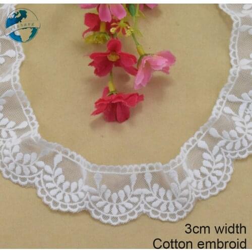 3cm wide cotton embroidery lace sewing ribbon guipure trim wedding decoration DIY dolls colthes Accessories lace edge#3041