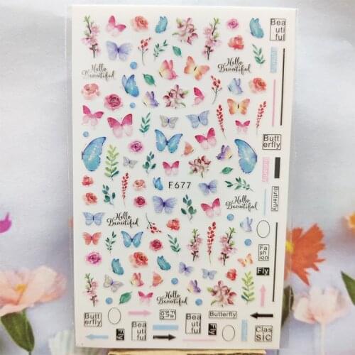 3D Nail Sticker Spring Fall Lovely Butterfly Nail Glue Stickers Flower Grass Line Stickers for Manicure Nail Art Decoration