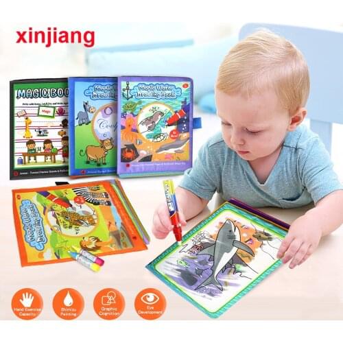 4 Types Water Drawing Books Water Coloring Notebook & Magic Pen Soft Cloth Book Painting Board Educational Toys for Kids