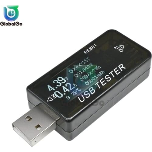 6 in 1 LCD Temperature Timing Current Voltage Capacity Power USB Tester Power Charger Bank DC 3V-30V Voltmeter Ammeter Black