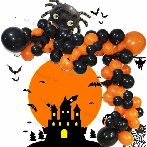 86pcs Halloween Balloons Garland Kit Balloon Arch Kit DIY Big Spider Skull Bat Foil Balloon For Halloween Party Home Decoration