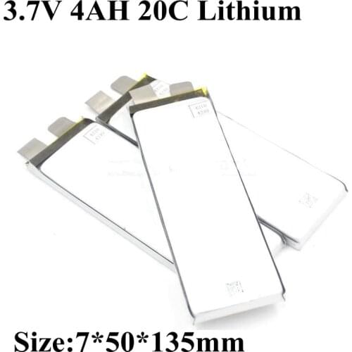3pcs/lot Lipo Battery 3.7v 4Ah 20C 7050135 Lithion High Rate 25C 4000mah Battery for Lipo 3s Diy RC Toy Model Aircraft Cell
