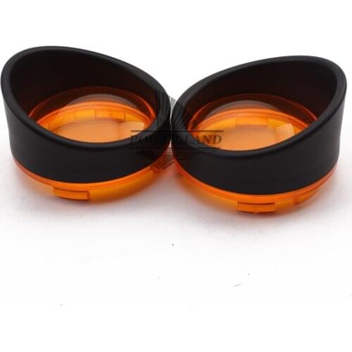 Free Shipping 1pair Black Housing Visor Ring Turn Signal Light Amber Lens Cover For Harley Touring FLHR FXRT 1985-2016
