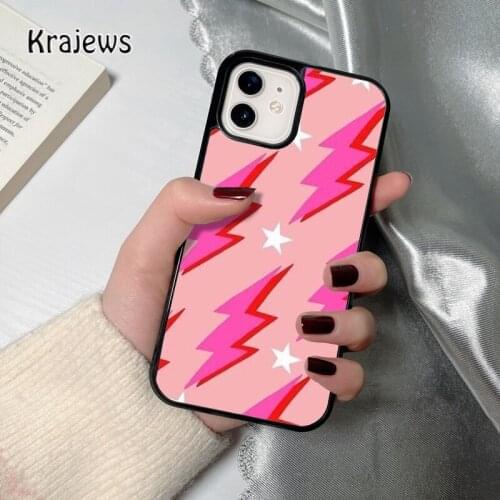 Krajews pink lightning bolt coque Phone Case for iPhone 12 mini 5 6S 7 8 PLUS X XS XR 11 PRO MAX SE 2020 Back Cover Funda Shell