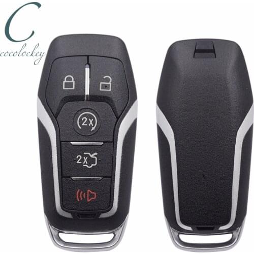 Cocolockey Replacement Car Key Shell For Ford Explorer Edge 5Buttons Smart Key Keyless Remote Fob HU101 BLADE Silver Line