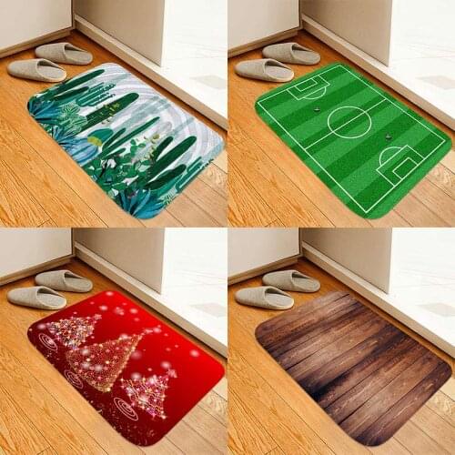 Brown wooden pad, football field pad, Christmas tree pad, Nordic cactus pad; Digital print boutique flannel door mat
