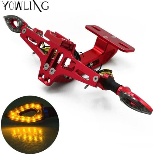 Motorcycle License Plate Holder Bracket Frame LED Rear Light Fold Mount Light Turn Signal for KAWASAKI Z250 Z800 Z1000 2007-2017