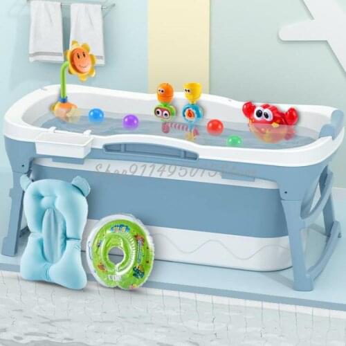 Baby Bathtub Children Folding Large Baby Bath Tub Bathing Bucket Kids Swimming Household Bathtub Foldable