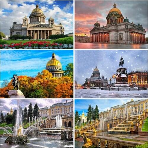 EverShine Diamond Embroidery Full Square Landscape Cross Stitch Diamond Painting Building Picture Mosaic Kits Rhinestones Art