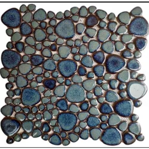Lake Green Pebble Glazed Ceramic Mosaic Tile fo Kitchen Shower Bathroom Pool Wall tile Garden floor tile, color lasting long