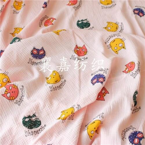 Cotton Crepe Seersucker Cartoon Infant Double Layer Gauze Blanket Fabric Leisure Tops Fabric