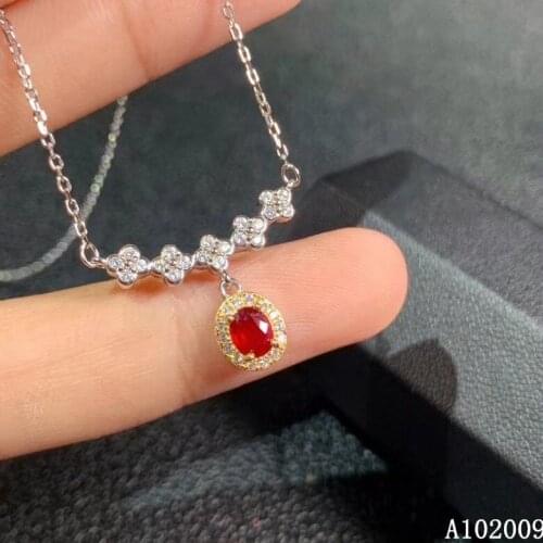 KJJEAXCMY fine jewelry 925 Sterling Silver inlaid natural ruby vintage girl new Pendant Necklace support test
