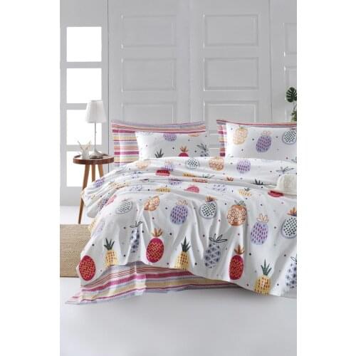 2021 PIQUE Set Turkish Cotton With Pillowcase Bedspread Sets Bed Linen Sheet Modern For Summer Full Size Duvet Cover Pineapple