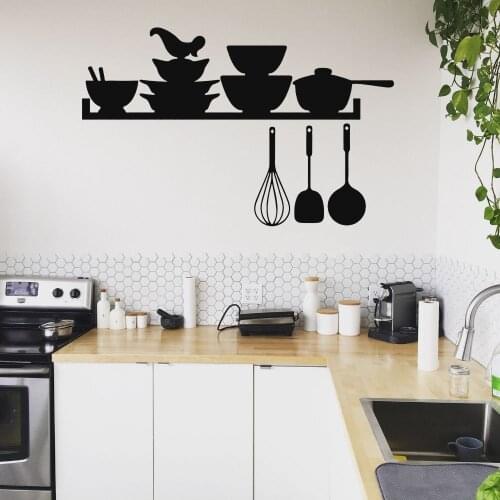 Kitchen Pots and Utensils Wall Vinyl Sticker Wall Decal Kitchen Decoration Removable A001787
