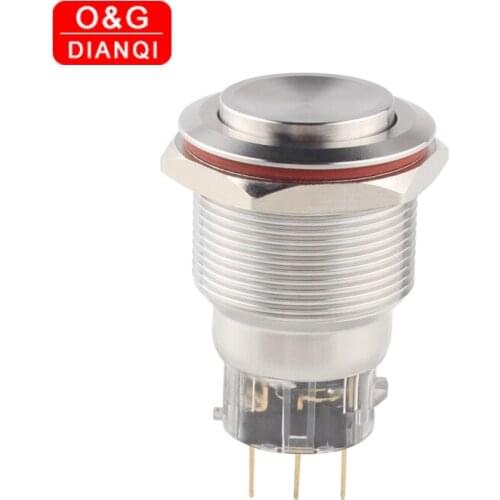 22mm Metal Push Button Switch Waterproof Self locking Momentary Button Switch Concave Surface Doorbell Switch Computer Switch