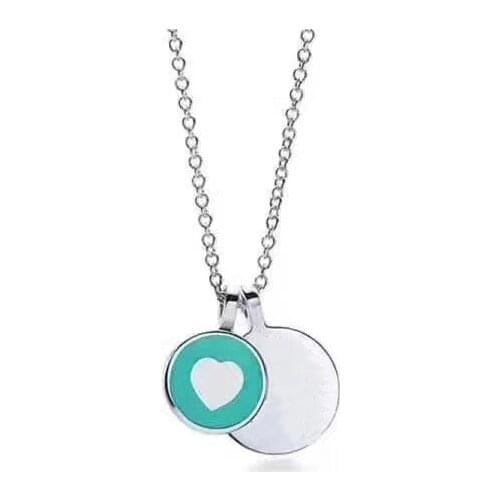 XL TFB Original 925 Sterling Silver Pop Round Blue Pink Silver Necklace with Logo Womens Jewelry Gift Free Shipping