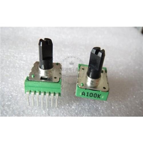Original new 100% 142 TYPE A100K double 7pin electronic organ volume rotary potentiometer handle length 13MM (SWITCH)