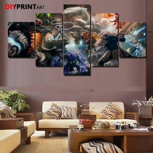Canvas Poster Dota2 Heroes Battle 5 Pcs/set Modern Art Game Prints Wall Pictures for Living Room Home Decor