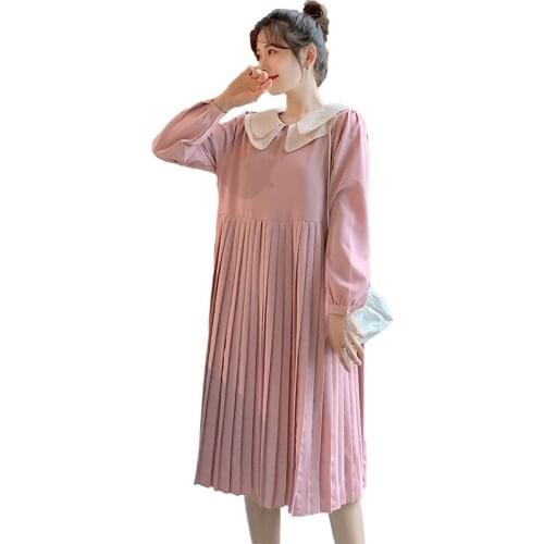 Maternity Dresses For Pregnant Womens Dresses Plus Size Sweet Doll Collar Autumn Winter Pregnancy Dress Maternity Clothing