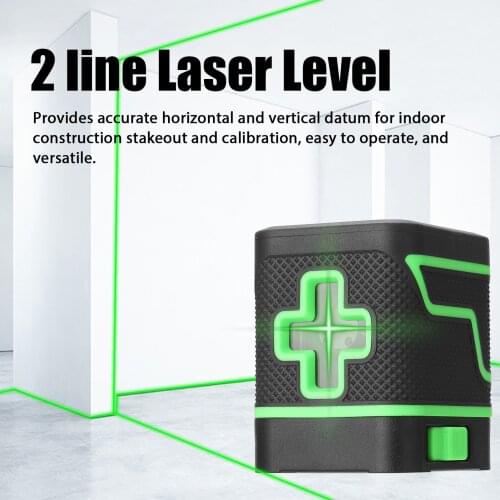 Portable 2 Lines Laser Level Self-levelin 3° Green Beam Laser Vertical Horizontal Cross-Line Level with Wall-mounted Bracket