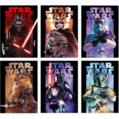 Classic Movie Poster Star Wars Canvas Painting Watercolor Star Wars Print Picture Art Wall Sticker Kids Room Bar Home Decor Gift