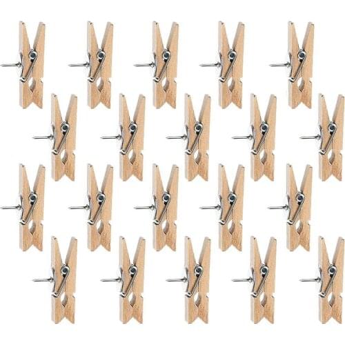 PPYY NEW -Push Pins with Wooden Clips Pushpins Tacks Thumbtacks, Creative Paper Clips with Pins for Cork Boards Notes Photos W