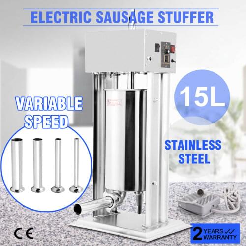 15L 33LBS Commercial Electric Vertical Sausage Filler Stuffer Meat Maker Stainless Steel