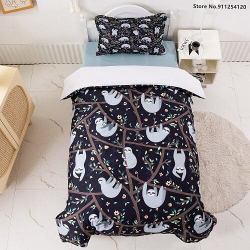 Custom Luxury Bed Quilt Cover Home 2/3pcs Koala Tree Bedding Set Cartoon Animals Duvet Cover Single Double King Kids Bed Cover