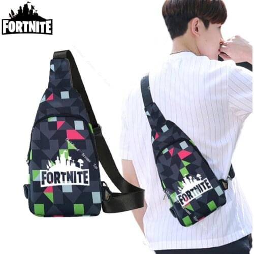 Fortnite Men Shoulder Backpack Luminous USB Children Boys Cycling Sports Travel Bags School Campus Single Shoulder Messenger Bag