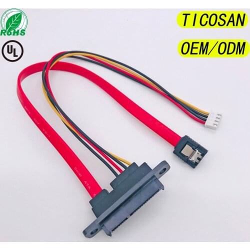 SATA7+15P FEMALE 180° Lockable to PH2.5 4P SATA 7P 180° LOCK supply SATA HDD hard drive high speed computer data power CABLE