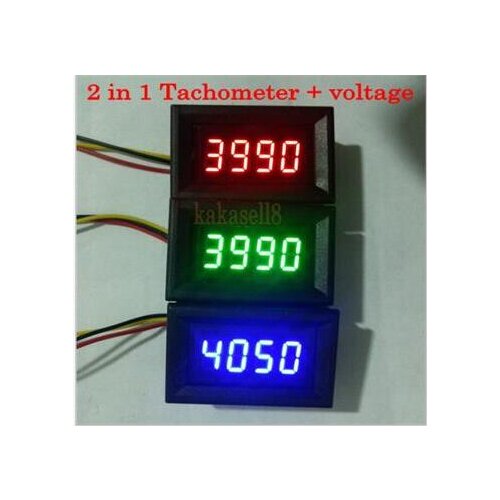 Blue LED 2 in 1 Tachometer Gauge digital RPM meter voltmeter for Car Motorcycle