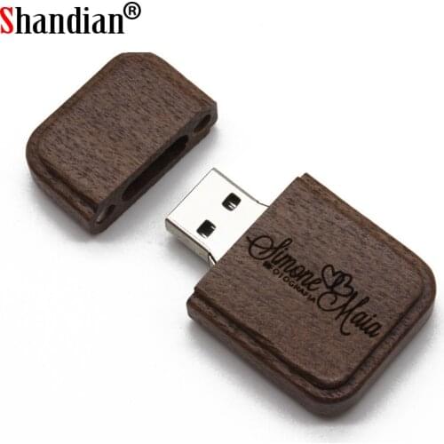 SHANDIAN USB flash drive Wooden block hot selling USB Stick Free custom logo Pen drive 128GB Creative gift Pendrive 64GB U disk